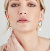 Large Hoop and Baroque Pearl Charm Rose Gold Earring Set