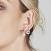 Diamond Huggies and Tiny Circle Pearl Charm Gold Earring Set