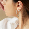 Large Hoop and Tahitian Pearl Charm Rose Gold Earring Set