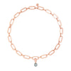 Link Chain Necklace and Tahitian Pearl Charm Rose Gold Set