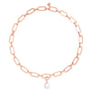 Link Chain Necklace and Baroque Pearl Charm Rose Gold Set