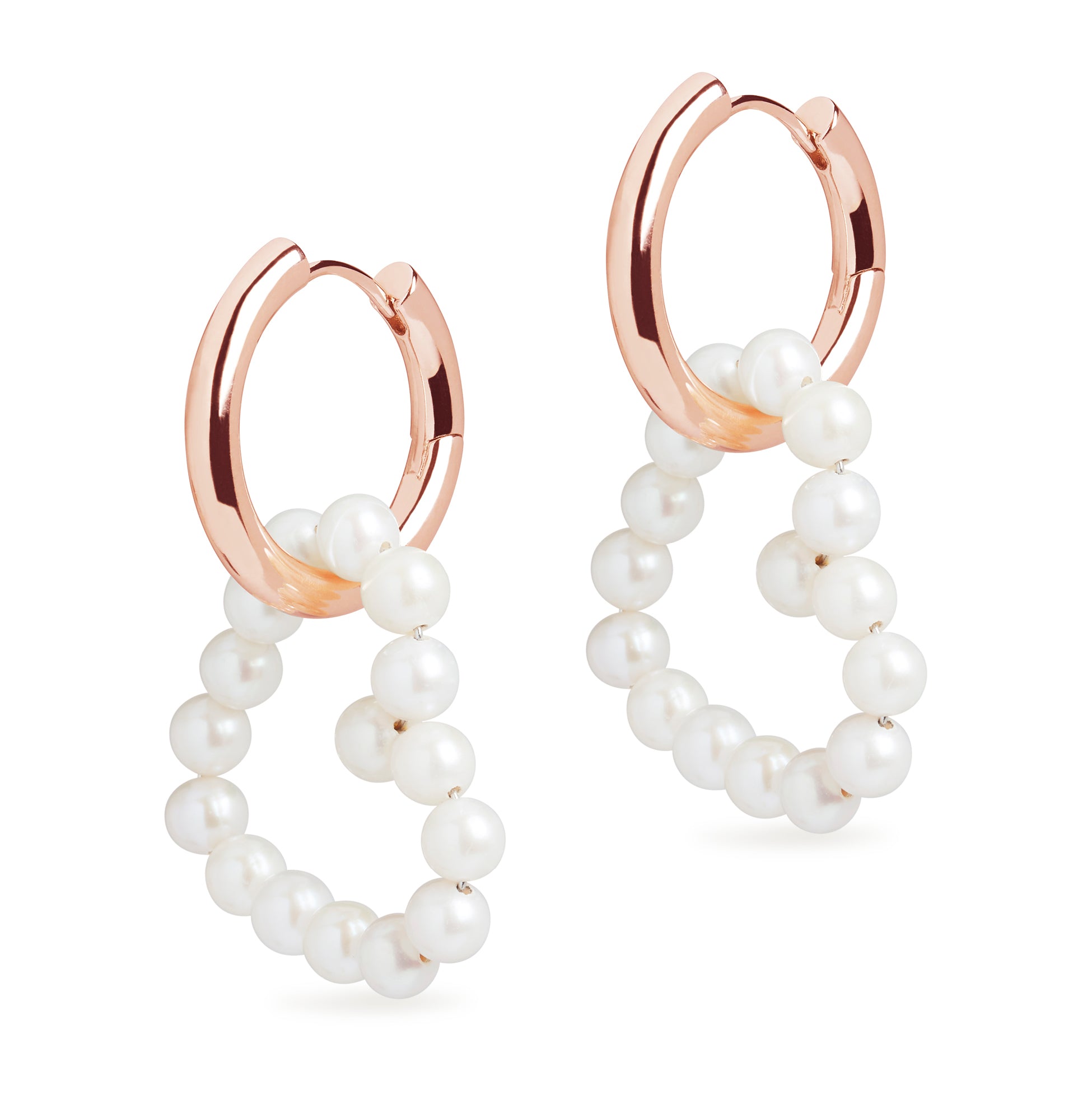 Rose Gold Large Pearl Hoop Earrings Rose Gold Large Pearl Hoop Earrings