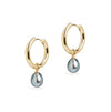 Midi Hoop and Tahitian Pearl Charm Gold Earring Set