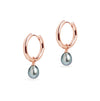 Midi Hoop and Tahitian Pearl Charm Rose Gold Earring Set