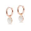 Midi Chunky Hoop and Mother of Pearl Circle Charm Rose Gold Earring Set