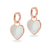 Huggie Earrings and Mother Of Pearl Heart Charm Rose Gold Earring Set