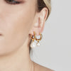 Small Hoop and Baroque Charm Gold Earring Set