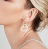 Midi Hoop and Large Heart Pearl Charm Gold Earring Set