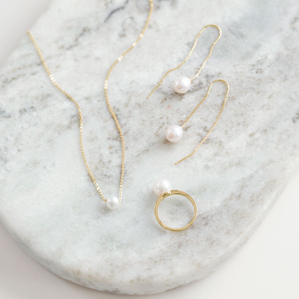 White gold pearl necklace and earring deals set