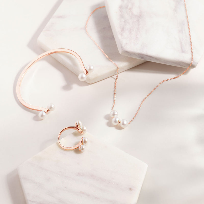 The Mother of Pearl set in Rose Gold