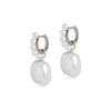 Pearl Huggie and Baroque Pearl Charm Silver Earring Set