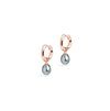 Small Hoop and Tahitian Pearl Charm Rose Gold Earring Set