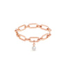 Link Chain Bracelet and Round Cultured Pearl Charm Rose Gold Set