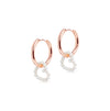 Large Hoop and Small Heart Pearl Charm Rose Gold Earring Set