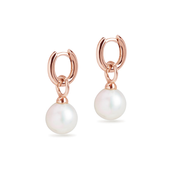 Glamlife LV Pearl Hoop Earing Anti Tarnish for Girls and Women's - Rose Gold,  Pearl Hoop Earrings