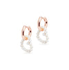 Small Hoop and Small Heart Pearl Charm Rose Gold Earring Set