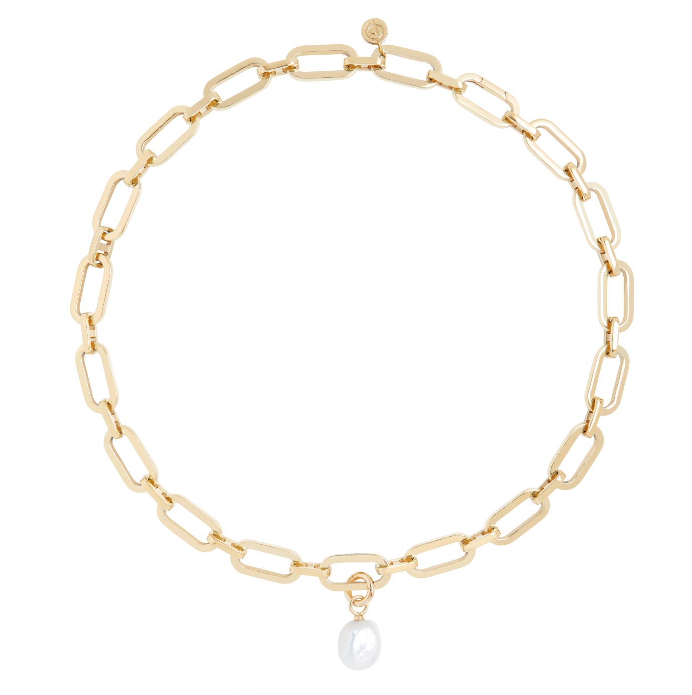 Link Chain Necklace and Baroque Pearl Charm Gold Set - Olivia & Pearl