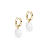 Small Hoop and Baroque Charm Gold Earring Set