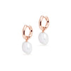 Small Hoop and Baroque Charm Rose Gold Earring Set