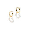 Small Hoop and Small Heart Pearl Charm Gold Earring Set