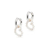 Small Hoop and Small Heart Pearl Charm Silver Earring Set