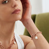 Link Chain Bracelet and Baroque Pearl Charm Rose Gold Set