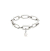 Link Chain Bracelet and Round Cultured Pearl Charm Silver Set